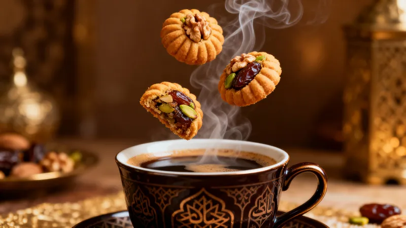 Delicious Mamool Pastry with Arabic Coffee