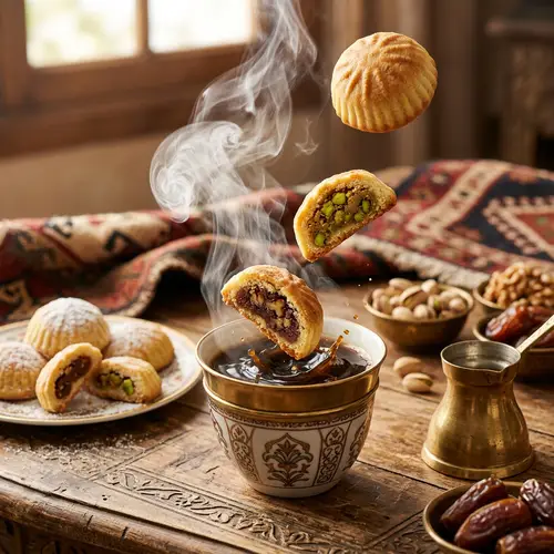 Delicious Mamool Pastry with Arabic Coffee