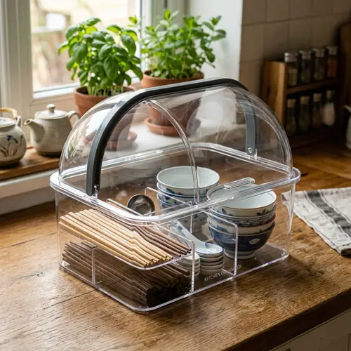 Transparent Bowl and Chopsticks Storage Box