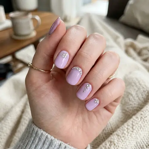Short Natural Acrylic Nail Designs in Lilac