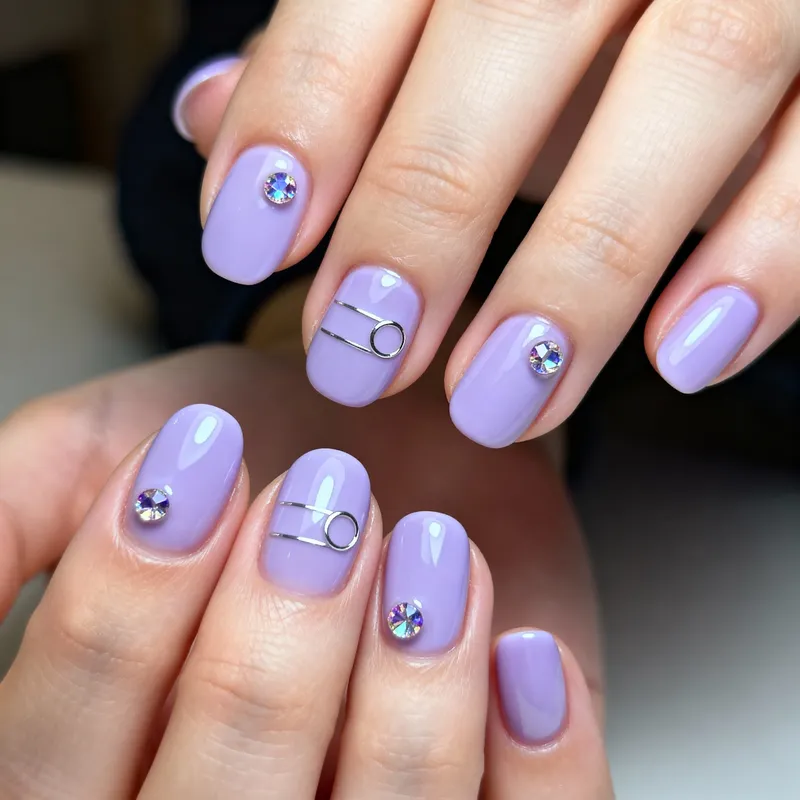 Short Natural Acrylic Nail Designs in Lilac