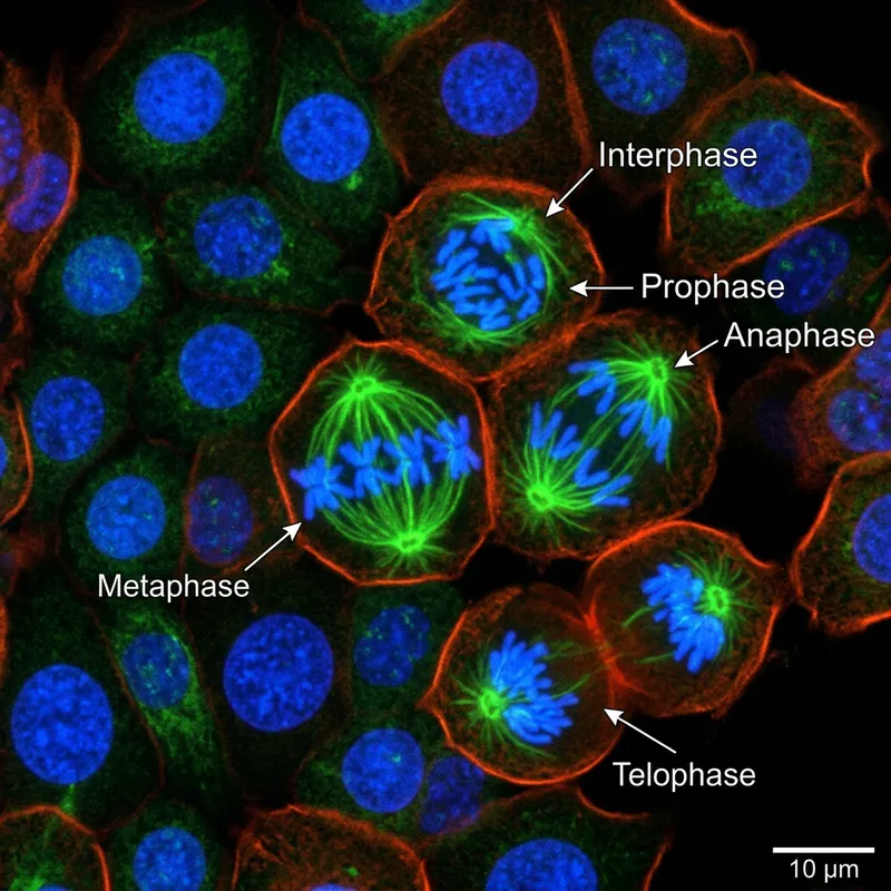 Microscopic Cell Division Stages in Various Cell Types Microscopic Cell Division Stages in Various Cell Types