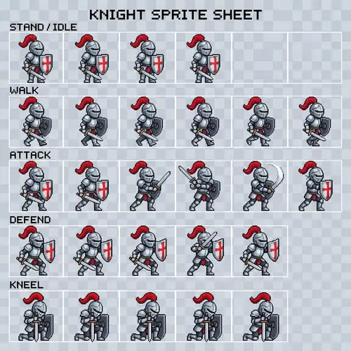 Knight Sprite Sheet with Various Poses