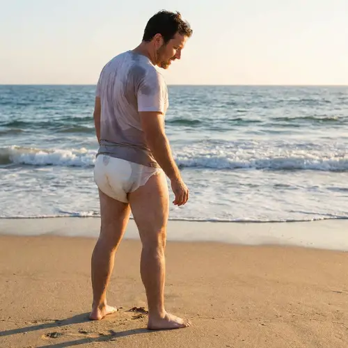 Beach Body Man in Wet Diaper | Beach Style
