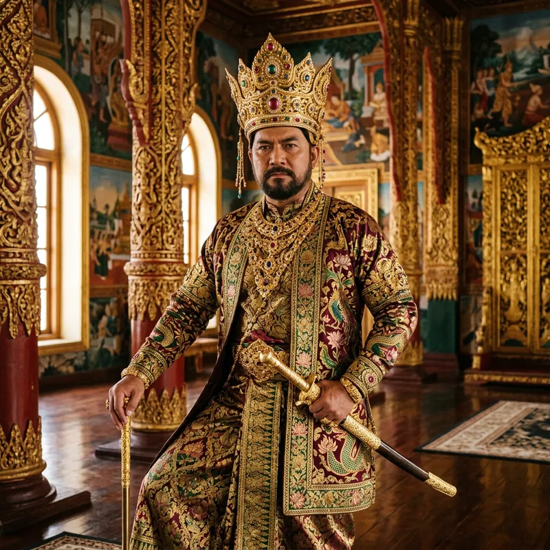 Majestic Burmese King in Traditional Attire Majestic Burmese King in Traditional Attire