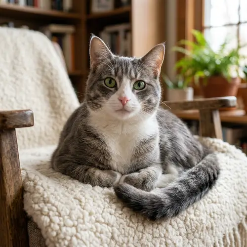 Clean and Playful Cat with Shiny Fur | Tranquil and Happy Feline