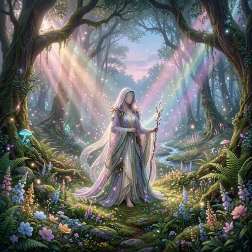 Mysterious Figure in Enchanted Forest | Ethereal Lighting
