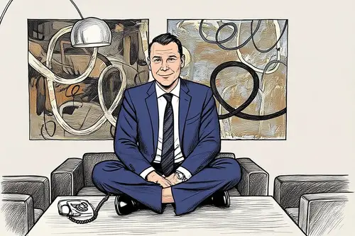 Handsome Cartoon Sketch of Man in Office
