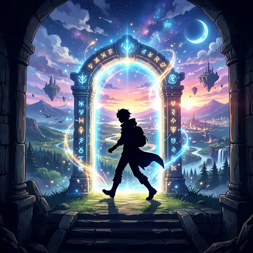 Anime Silhouette Stepping into an Unknown World