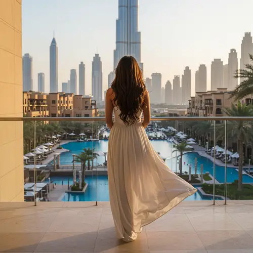 Luxurious Dubai View with Faceless Woman