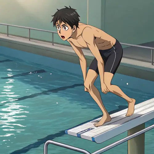 Anime Character on Diving Board: A Moment of Choice