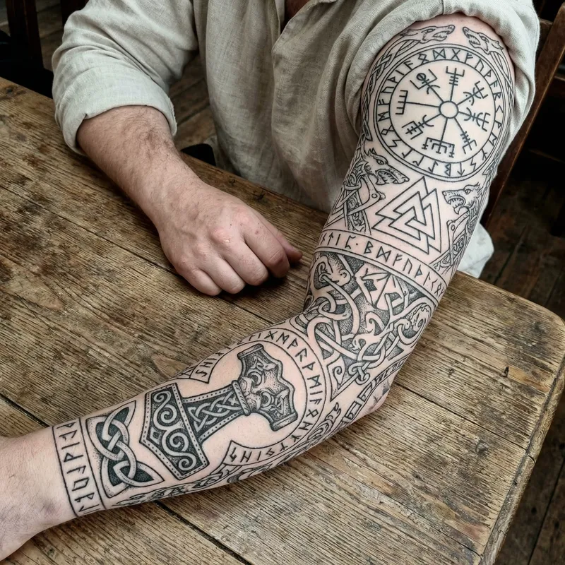 Viking Tattoo Sleeve: Intricate Scandinavian Designs