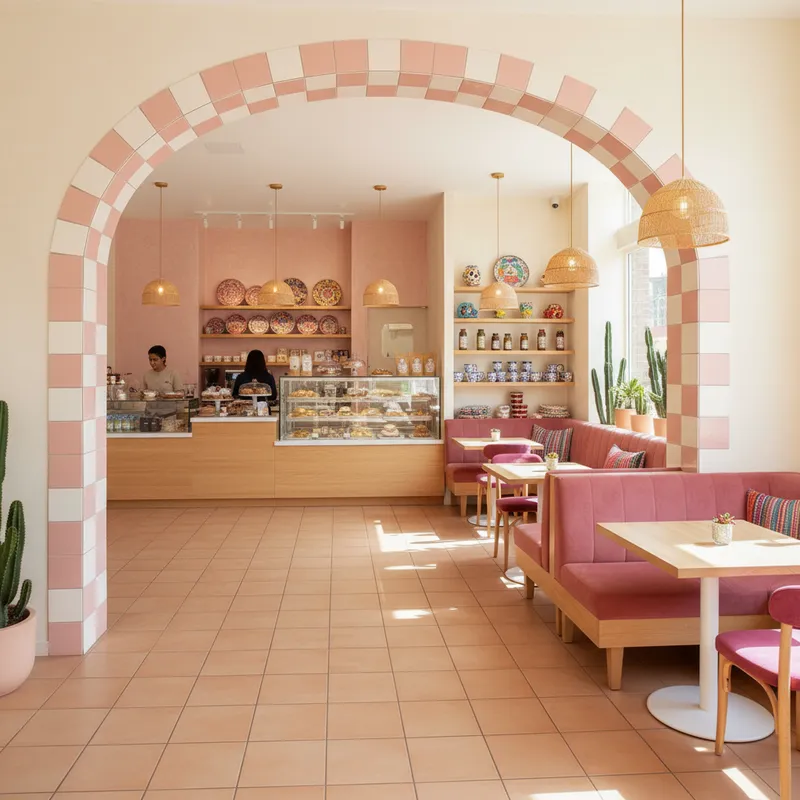 Cozy Mexican Bakery Design with Arched Entryway
