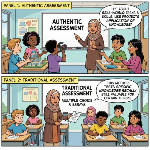 Authentic vs Traditional Assessment Methods in Classroom | Engaging Comic Strip