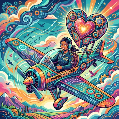 Aviation-Themed Heart Vector Illustration