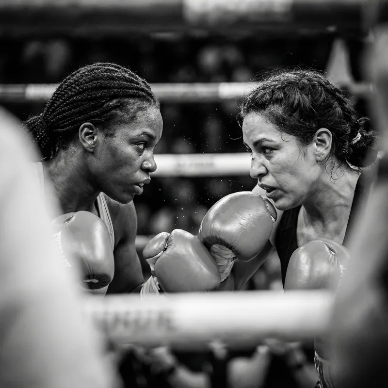 Empowering High-Speed Boxing Match: Women of Focus and Determination