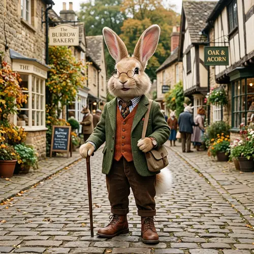 Adorable Rabbit Character in Human-Like Attire