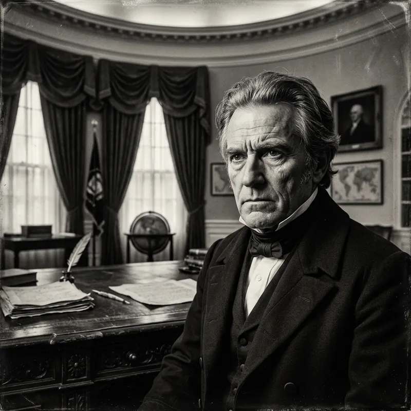 Vintage Black and White Portrait of Andrew Jackson in Oval Office Vintage Black and White Portrait of Andrew Jackson in Oval Office