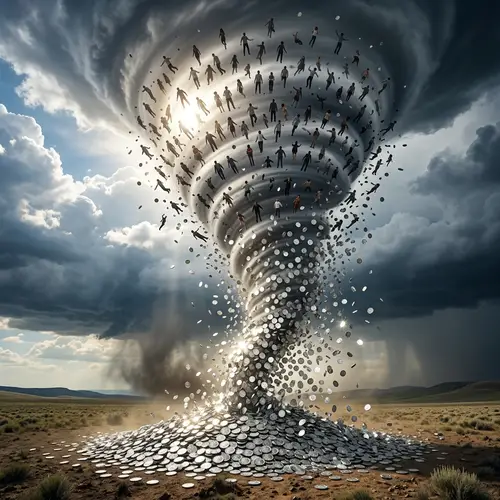 Surreal Transformation Scene | Ethnically Diverse Silhouettes in Whirlwind