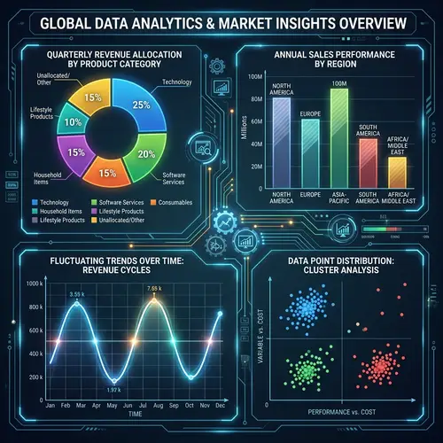 Diverse Graphs: Pie Chart, Bar Graph, Line Graph, Scatter Plot