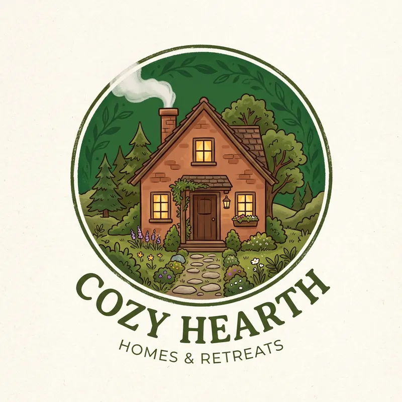 Cozy and Charming House Logo in Green Circle | Nature Design
