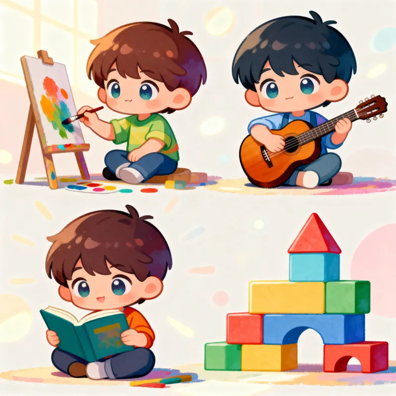 Colorful Chibi Kids with Fun Hobbies