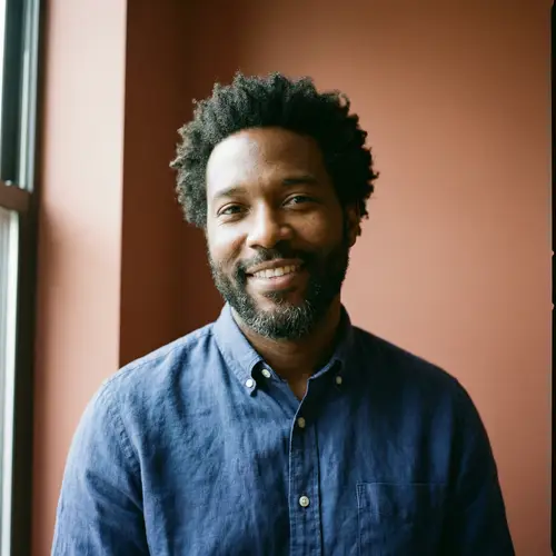 Friendly Black Man Portrait in Casual Attire