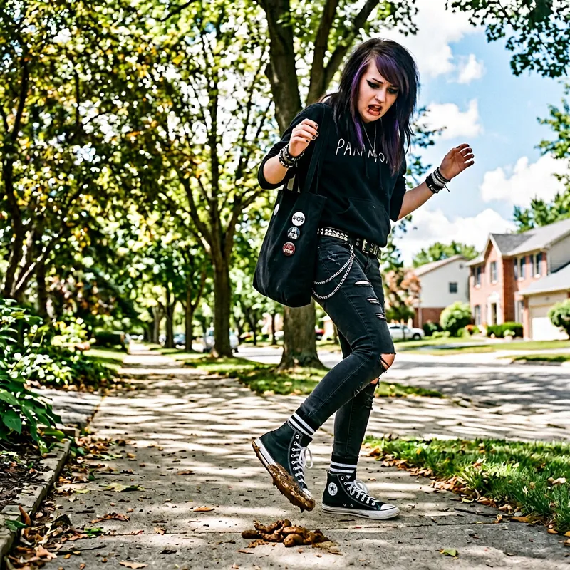 Unexpected Encounter: Emo Girl's Dog Dropping Mishap