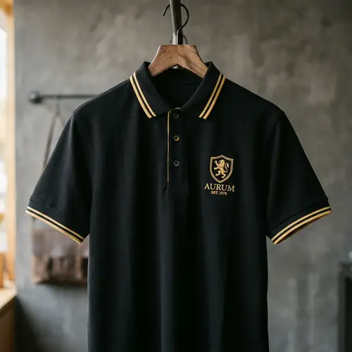 Stylish Black and Gold Polo Shirt