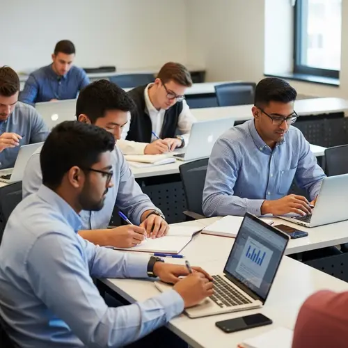 Boys Studying Accounting and Management Class