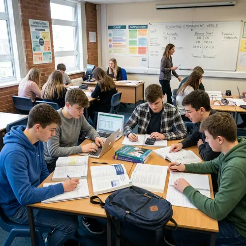 Boys Studying Accounting and Management Class