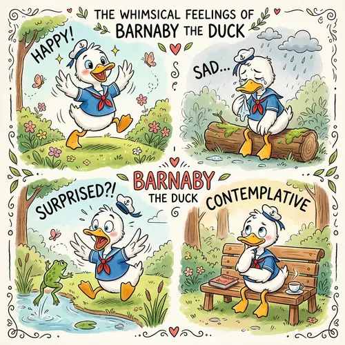 Whimsical White Duck | Animated Emotions and Poses | Cute Disney Style