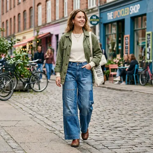 Recycled Wide Leg Denim Pants