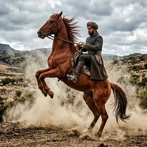 Dramatic Horse and Rider Image: Powerful Equestrian Scene