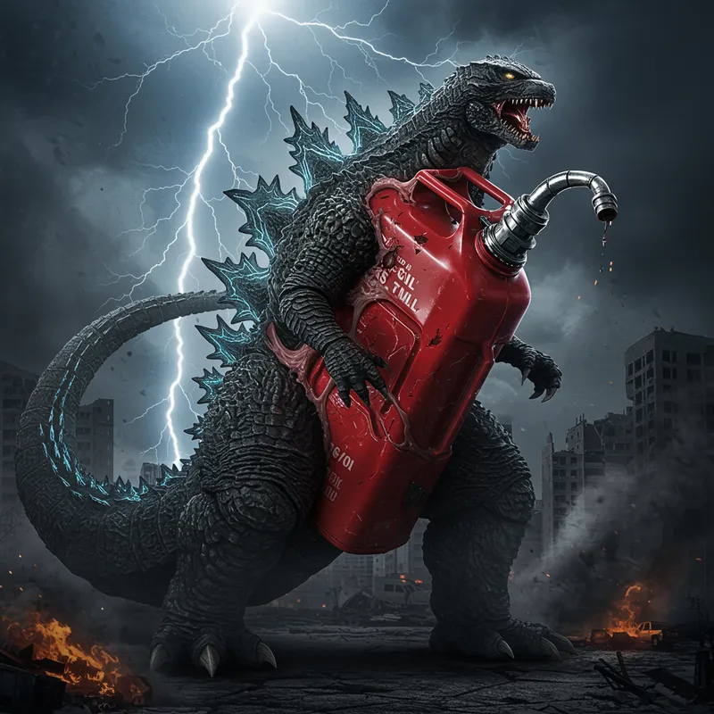 Godzilla Fusion with Gas Can