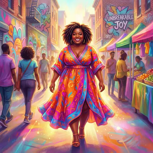 Confident Plus-Size Black Woman Walking Urban Street