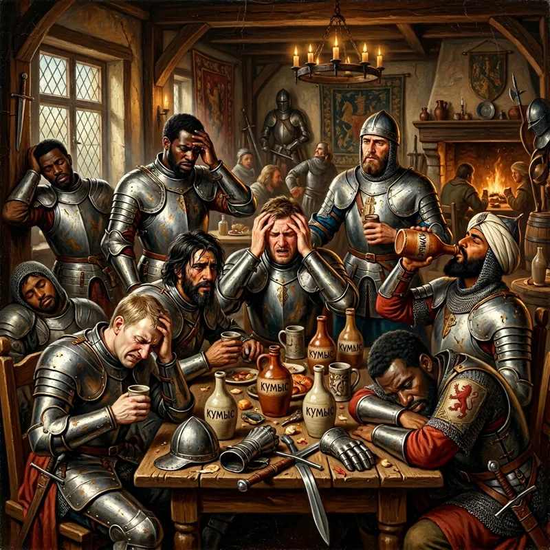 Hangover Knights: Renaissance Painting of Koumiss Indulgence