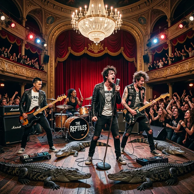 Ramones Performing on Classical Stage with Crocodiles
