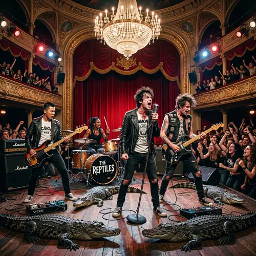 Punk Band with Diverse Members Rocks Classical Stage with Crocodiles