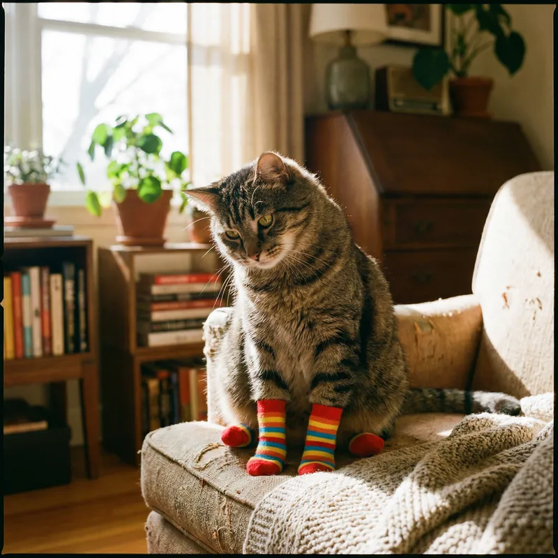 Cute Cat in Colorful Socks