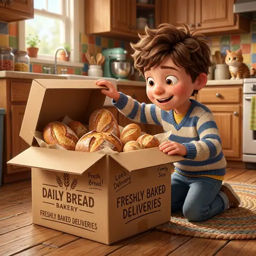 Pixar Illustration: Boy Opening Bread Box
