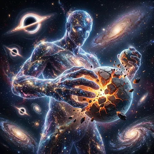 Giant Galactic Entity Destroying Worlds and Black Holes