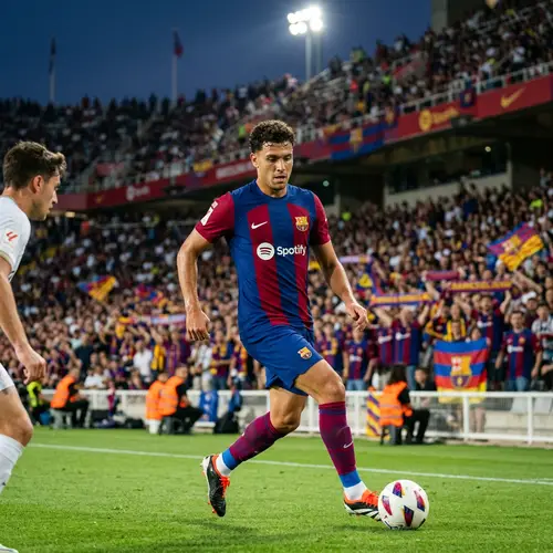 Athletic Football Player in Barcelona Jersey - Action Shot