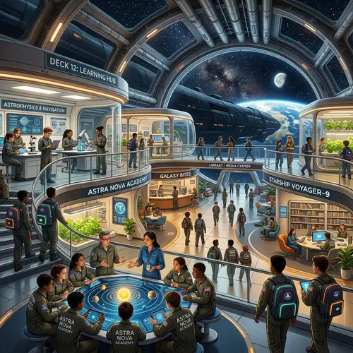 Futuristic School Inside a Spaceship