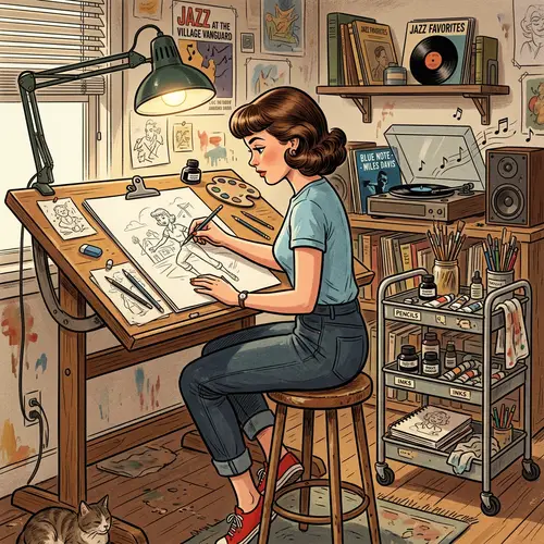1950s Style Artist at Drawing Table | Creative Scene