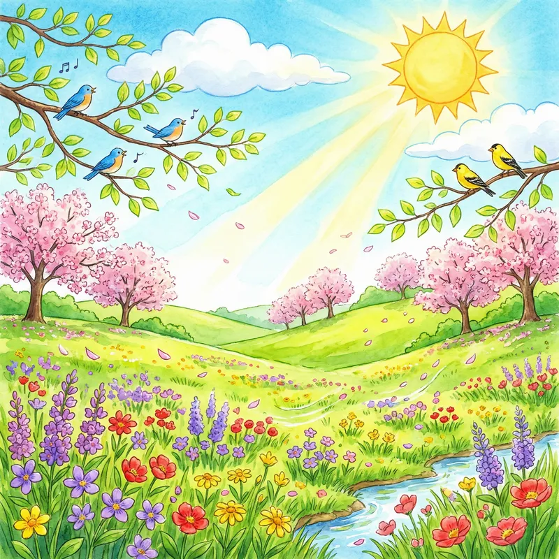 Captivating Springtime Illustration: Essence of Nature's Rejuvenation