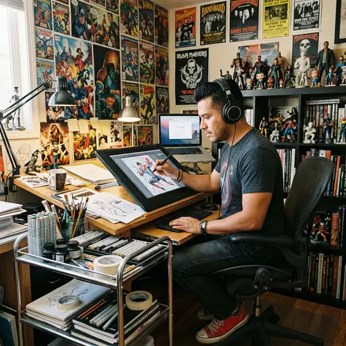 Comic Illustrator at Work | Drawing Table Scene