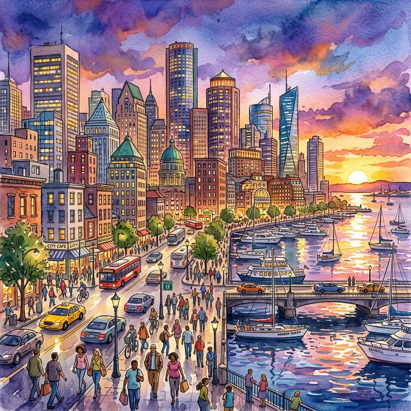 Vibrant Cityscape in Watercolor Art Vibrant Cityscape in Watercolor Art