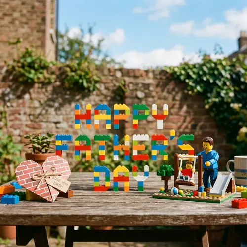 Happy Father's Day Celebration with Colorful Bricks
