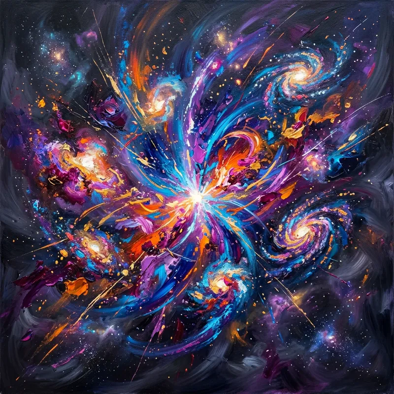Vibrant Abstract Big Bang Theory Art - Exploding Universes